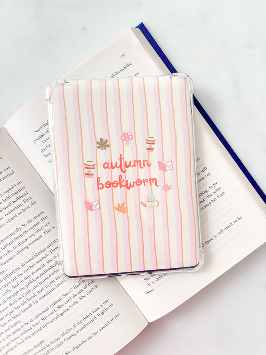Autumn Bookworm Striped Kindle Insert | Cute E-Reader Insert