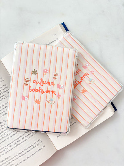 Autumn Bookworm Striped Kindle Insert | Cute E-Reader Insert