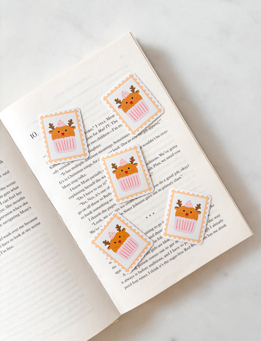 Reindeer Cupcake Stamp Sticker