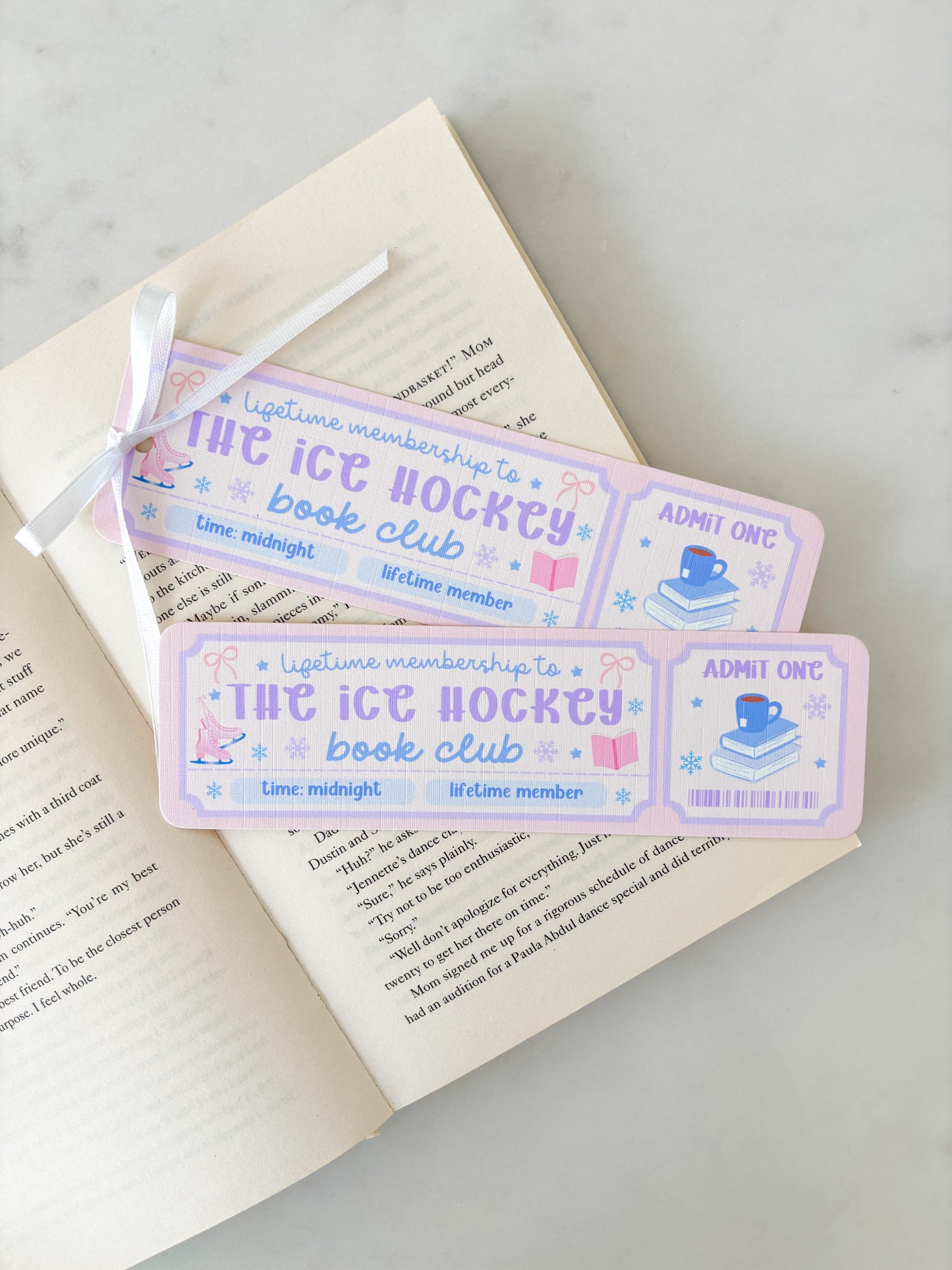 Ice Hockey Book Club Ticket Bookmark