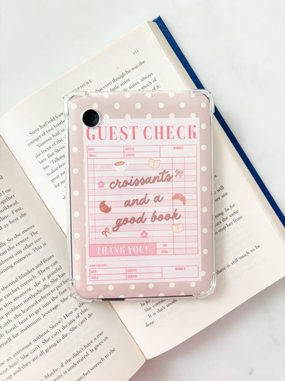 Guest Check Croissants And A Good Book Polka Dots Kindle Insert | Cute E-Reader Insert