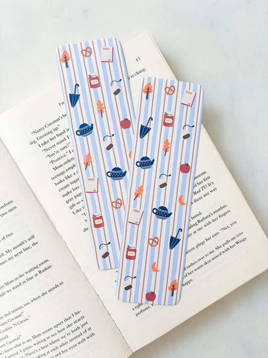 Blue Stripes Cottagecore Cozy Day Bookmark
