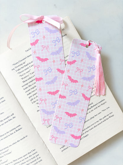 Cute Bats Bookmark | Coquette Bows & Bats Bookmark