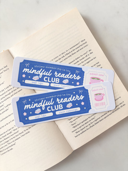 Mindful Readers Club Ticket Bookmark