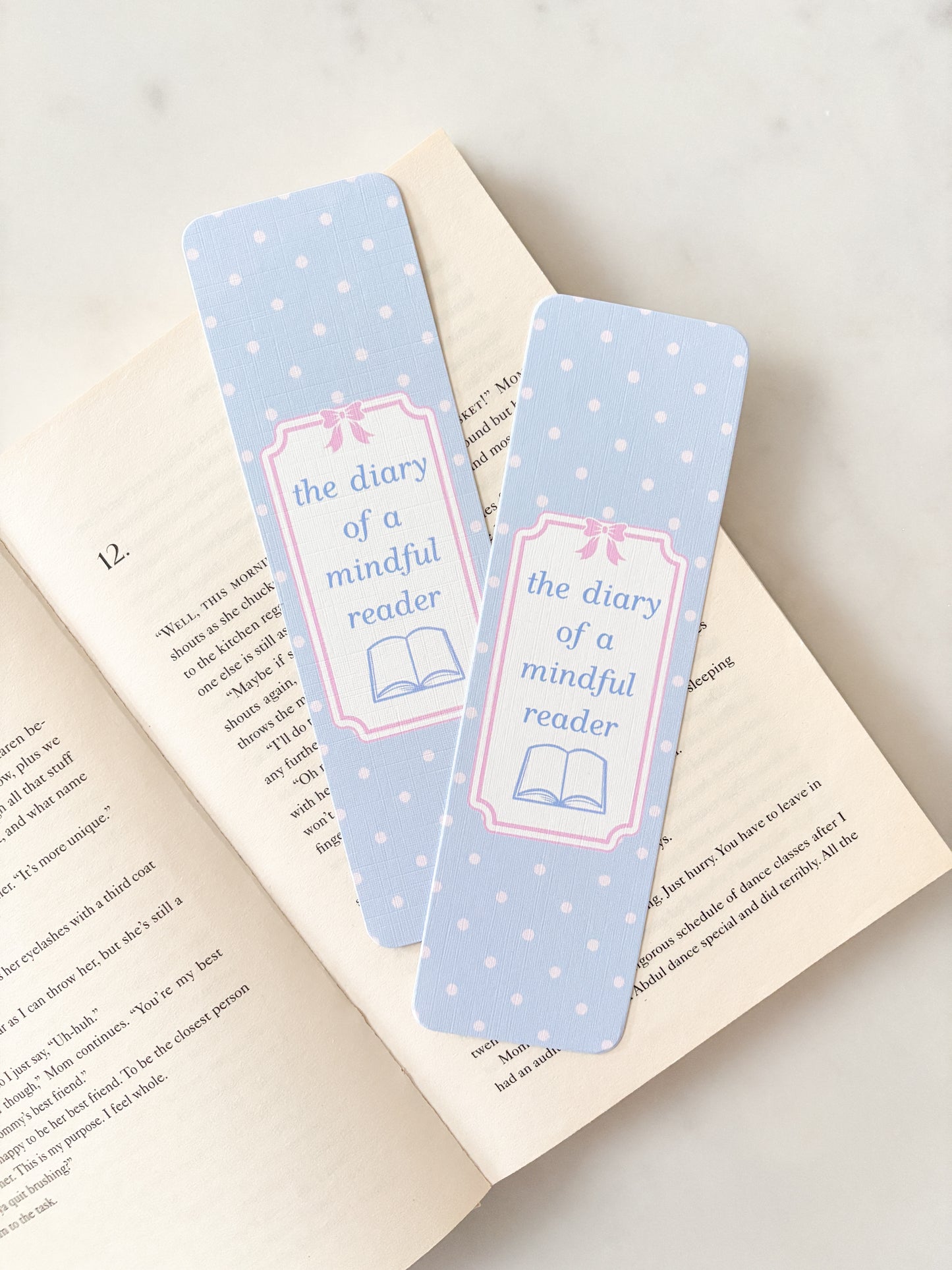 Blue Dairy Of A Mindful Reader Polka Dot Bookmark | Mindful Readers Club