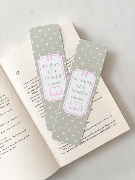 Green Dairy Of A Mindful Reader Polka Dot Bookmark | Mindful Readers Club