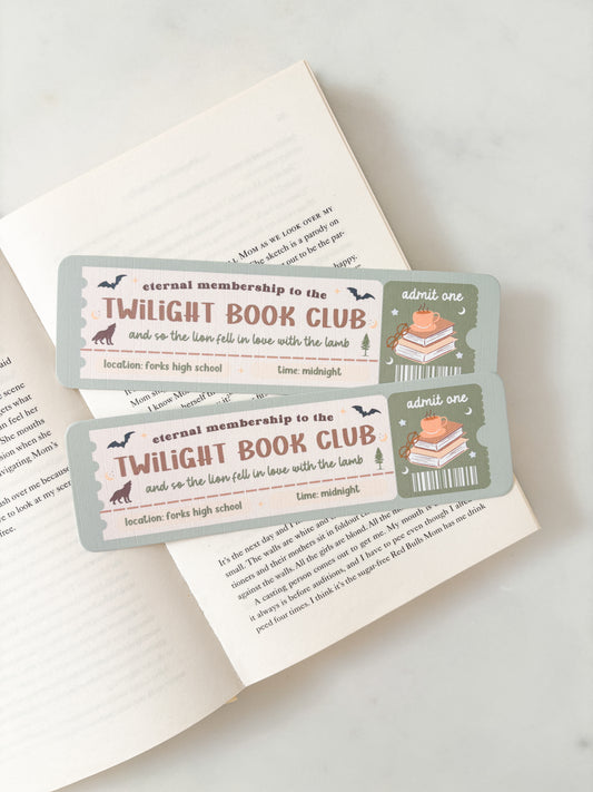 Twilight Book Club Ticket Bookmark