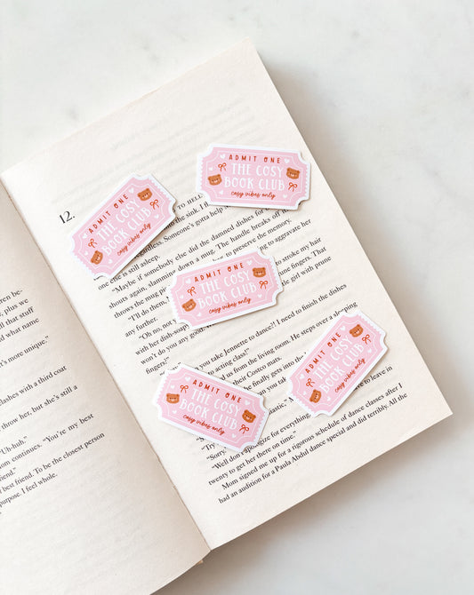 Cosy Book Club Ticket Sticker