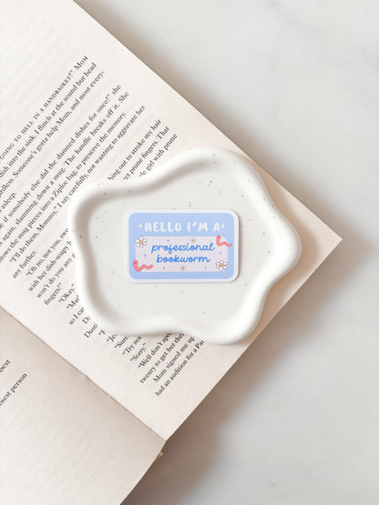 Hello I'm A Professional Bookworm Name Tag Sticker