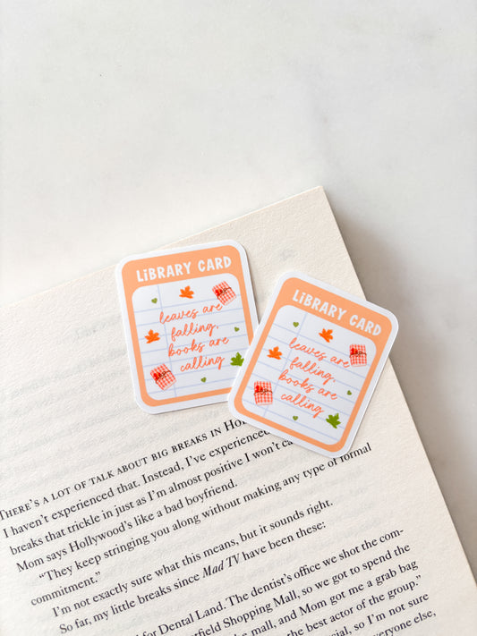 Autumn Leaves Library Card Sticker | Fall Sticker