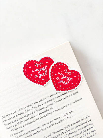 I'm Just A Girl Heart Sticker | Journal Sticker