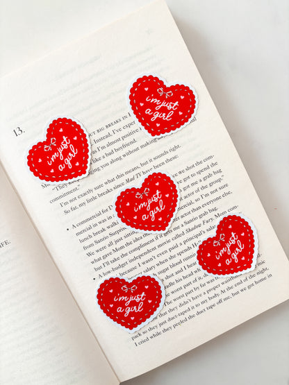 I'm Just A Girl Heart Sticker | Journal Sticker