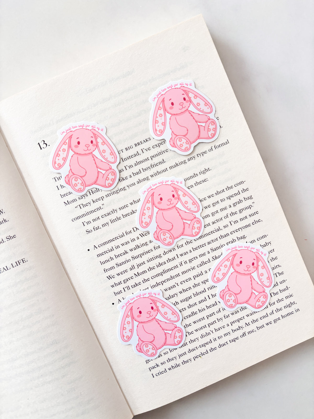 Too Soft For It All Bunny Plushie Sticker | Cute Sticker