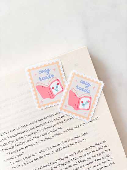 Cosy Reads Yellow Stamp Sticker | Fall Sticker