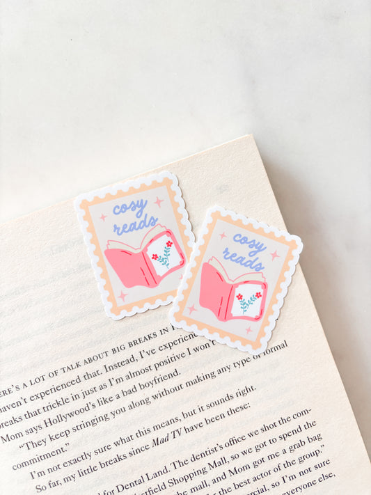 Cosy Reads Yellow Stamp Sticker | Fall Sticker