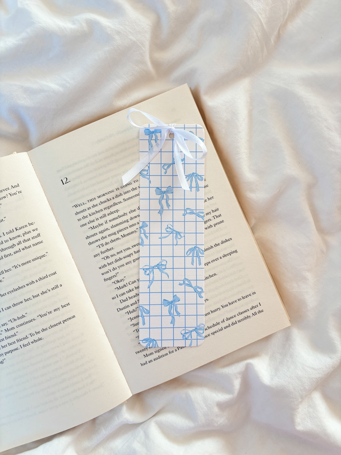 Sweet Blue Coquette Bows Bookmark