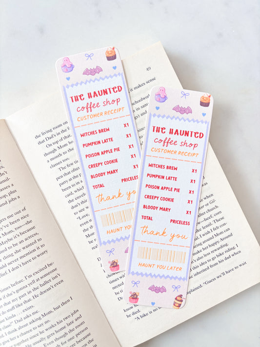 The Haunted Coffee Shop Receipt Bookmark | Spooky Bookmark