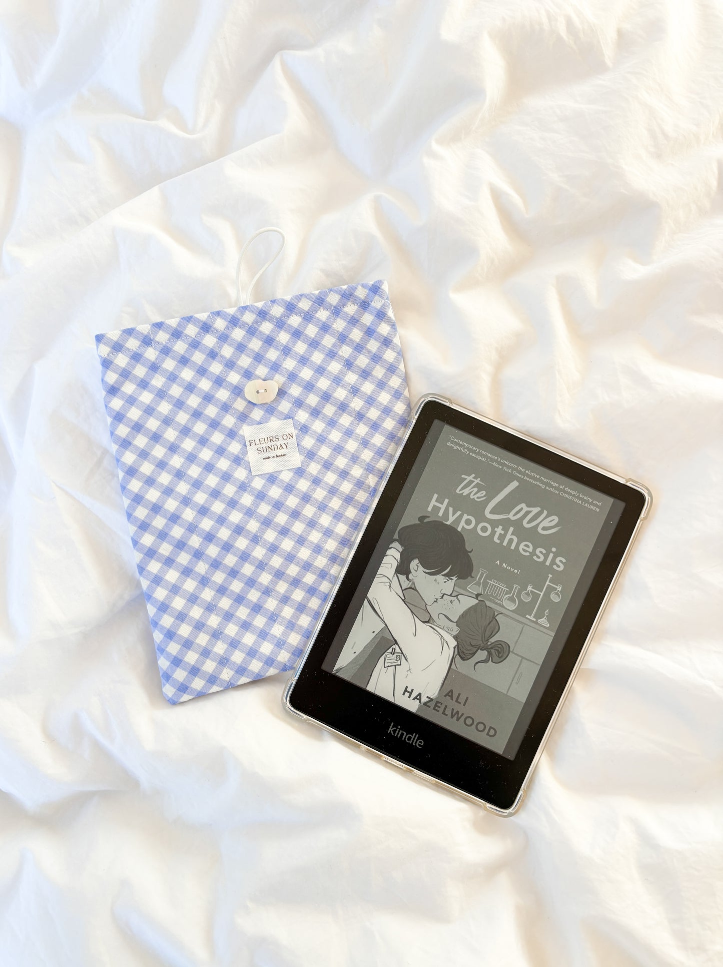 Sweet Blue Plaid E-reader Sleeve Pouch