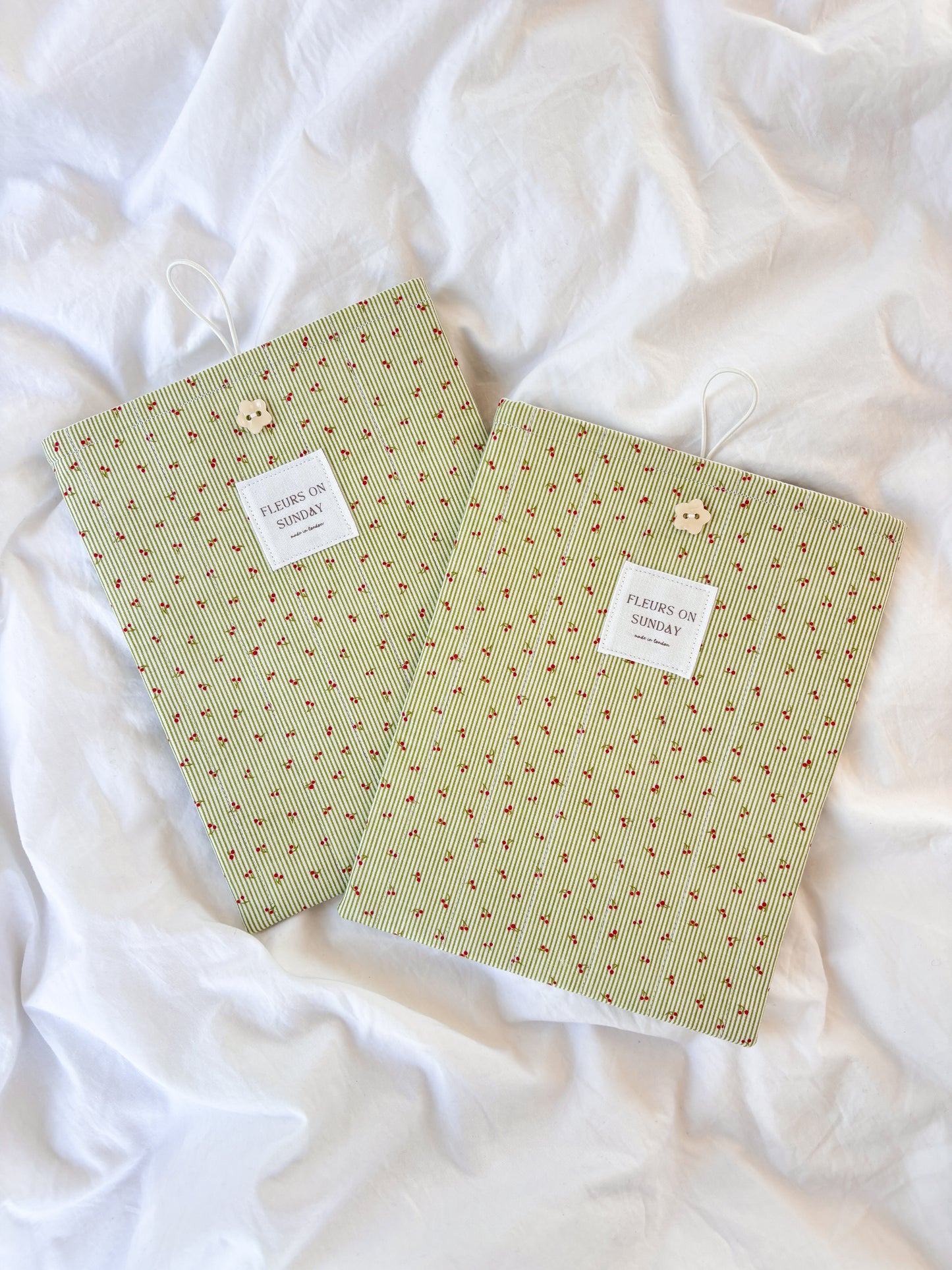 Green Cherries Book Sleeve | Cotton Book Sleeve