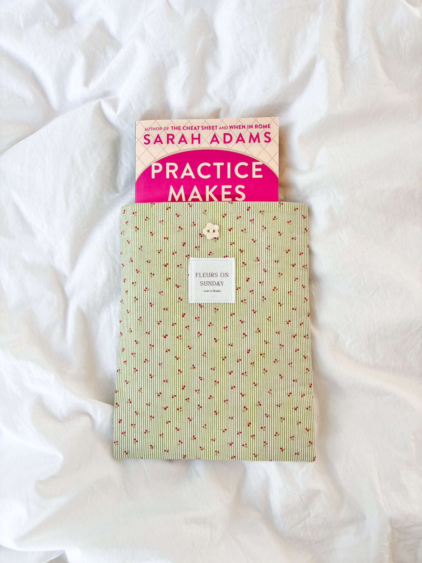 Green Cherries Book Sleeve | Cotton Book Sleeve