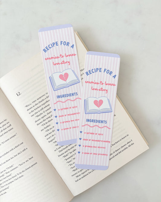 Enemies to Lovers Recipe Bookmark | Book Trope Bookmark