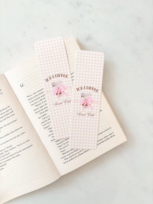 Ice Coffee Social Club Gingham Bookmark