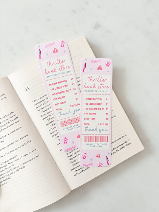 Thriller Book Store Receipt Bookmark