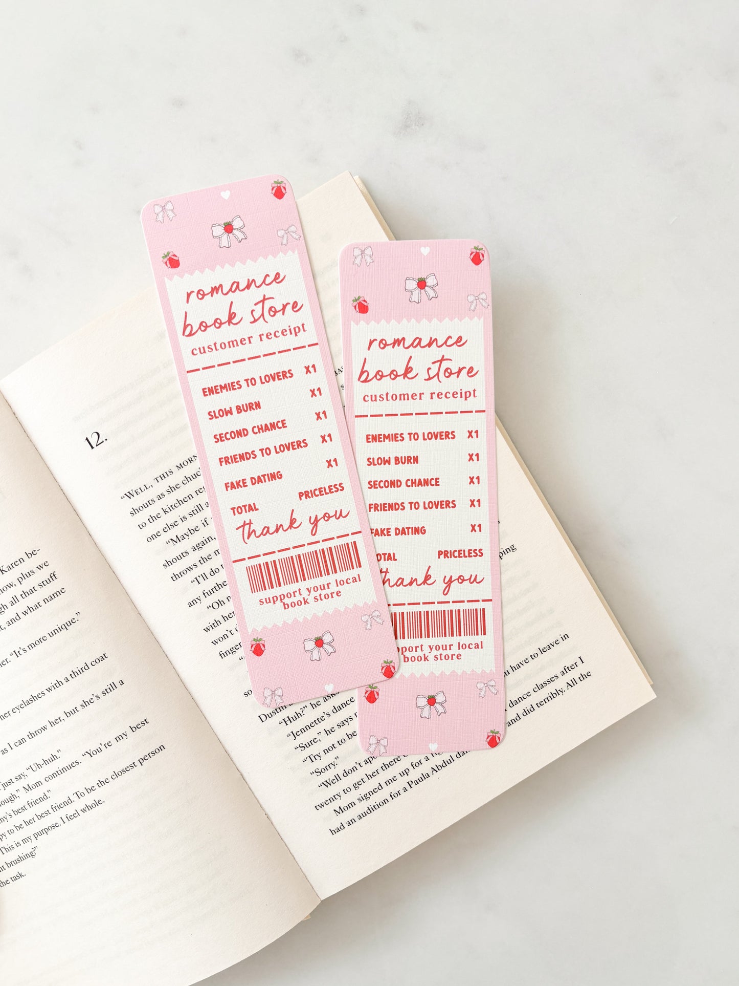 Romance Book Store Receipt Bookmark