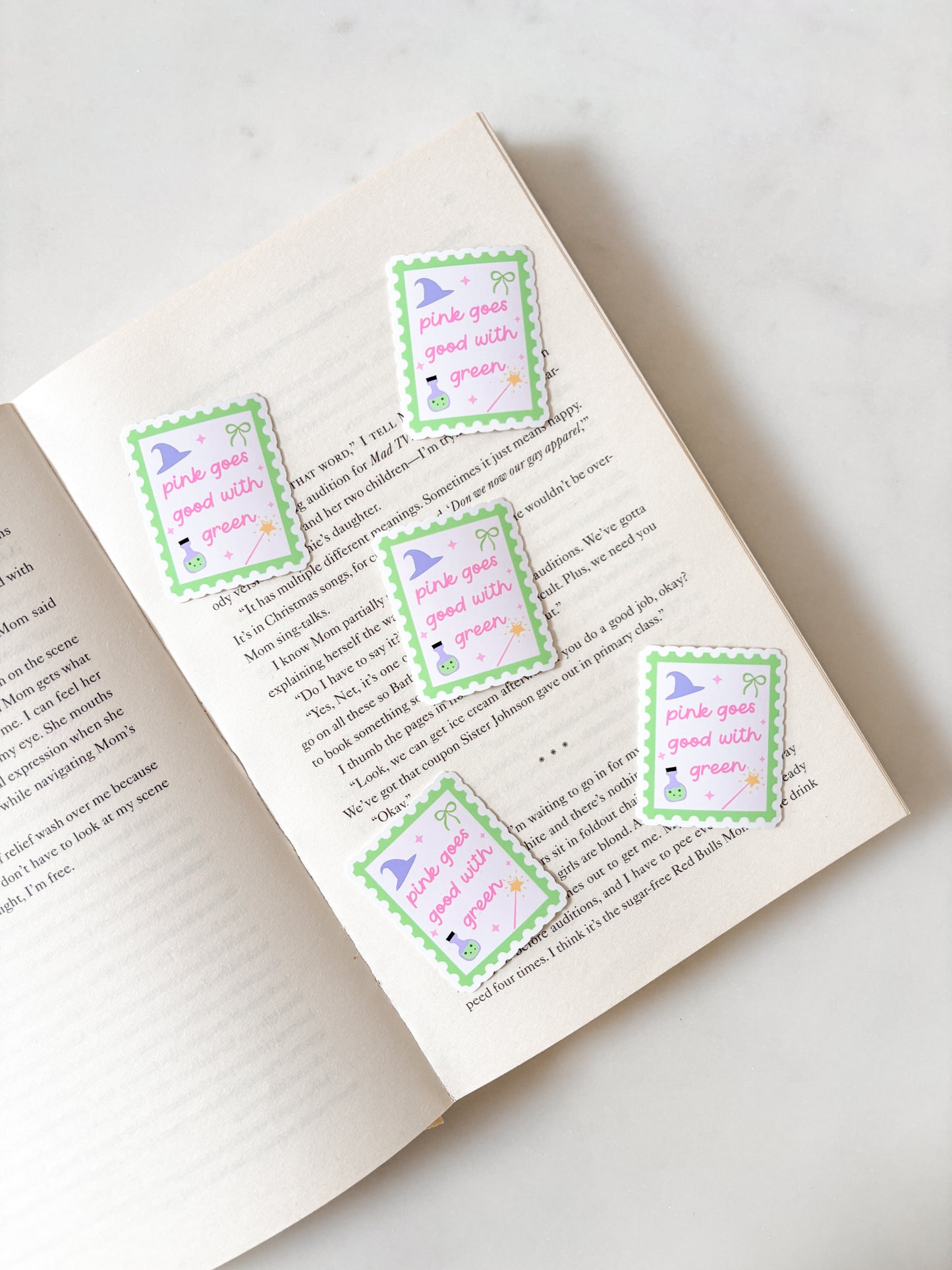 Pink Goes Good With Green Stamp Sticker