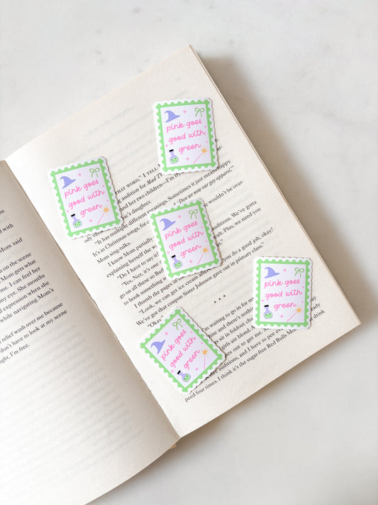 Pink Goes Good With Green Stamp Sticker