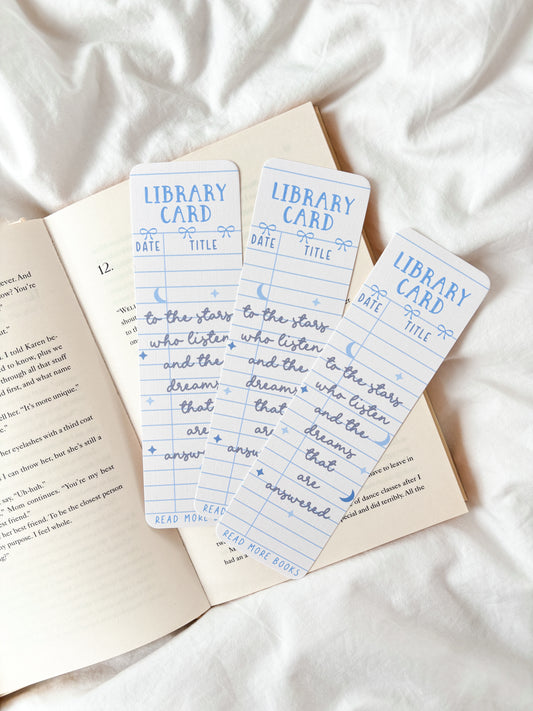 Vintage Library Card Bookmark | To The Stars Who Listens Quote