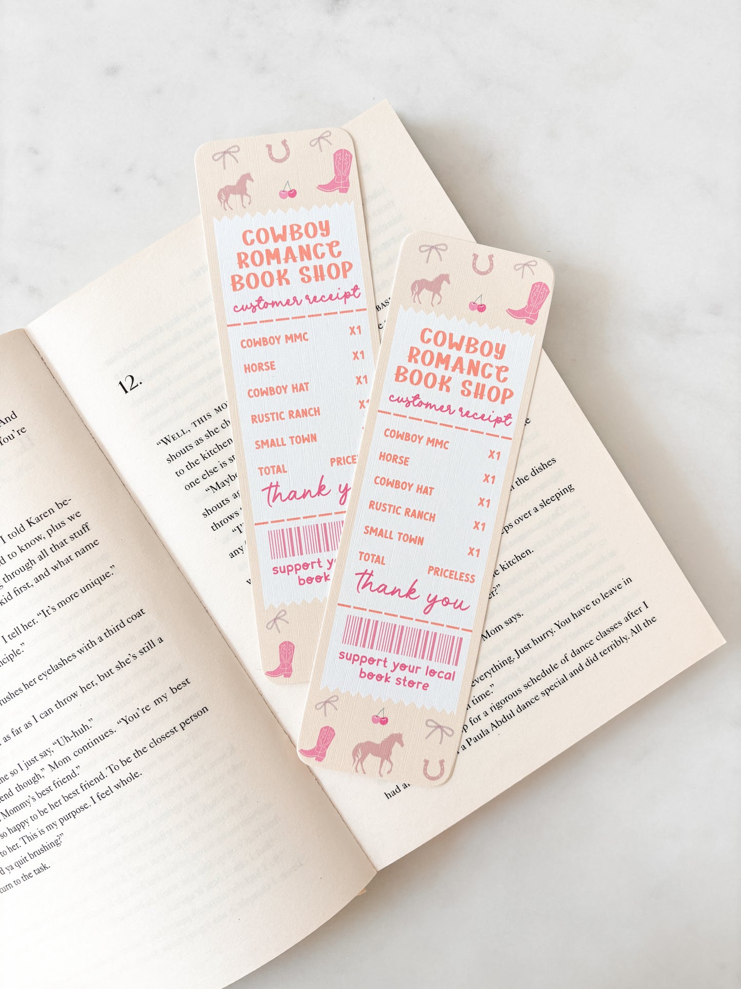Cowboy Romance Book Store Receipt Bookmark