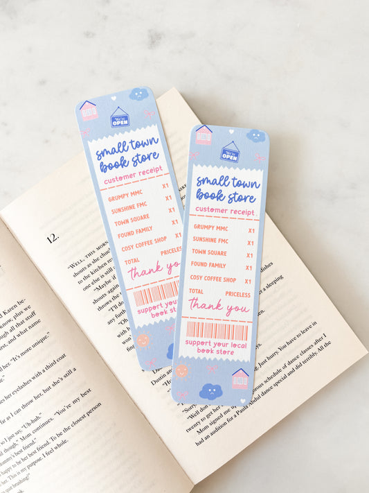 Small Town Book Store Receipt Bookmark
