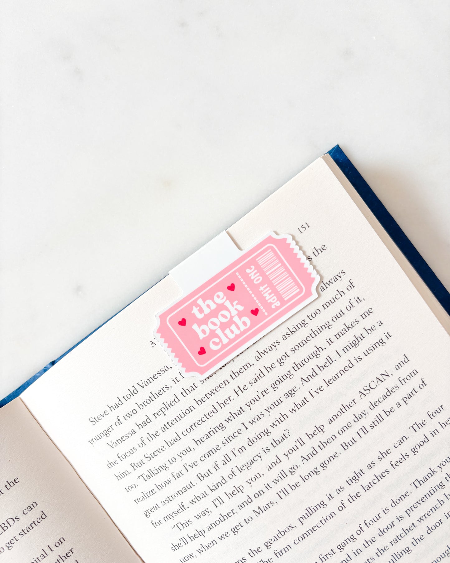 Pink Book Club Ticket Magnetic Bookmark