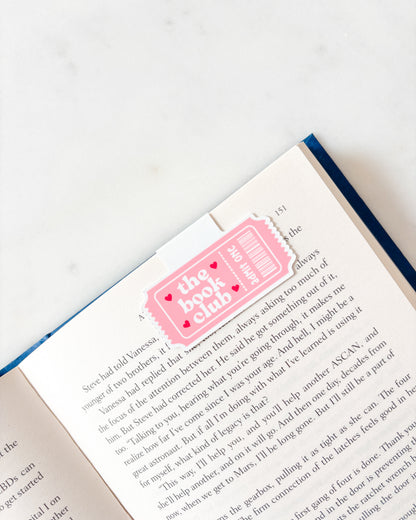 Pink Book Club Ticket Magnetic Bookmark