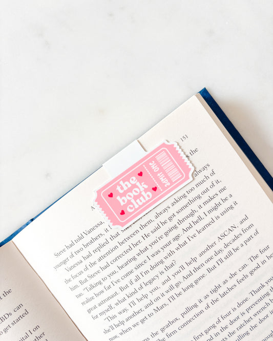Pink Book Club Ticket Magnetic Bookmark