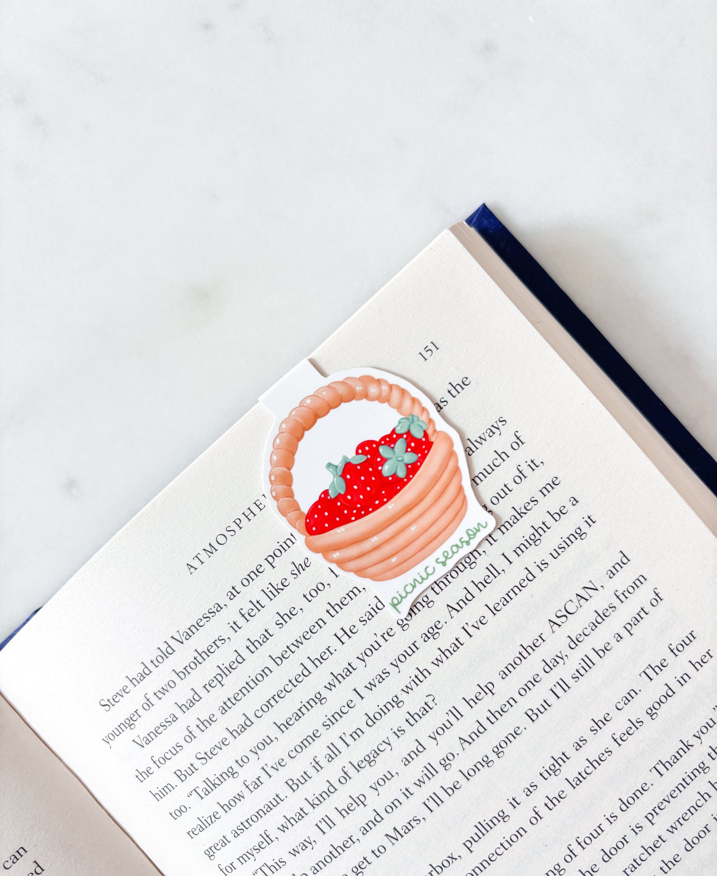 Strawberry Basket Magnetic Bookmark | Picnic Bookmark