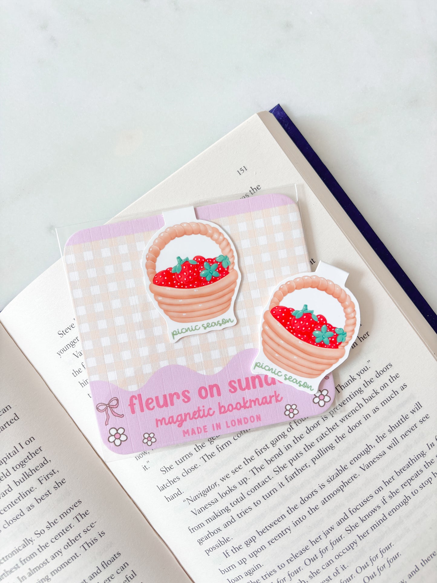 Strawberry Basket Magnetic Bookmark | Picnic Bookmark