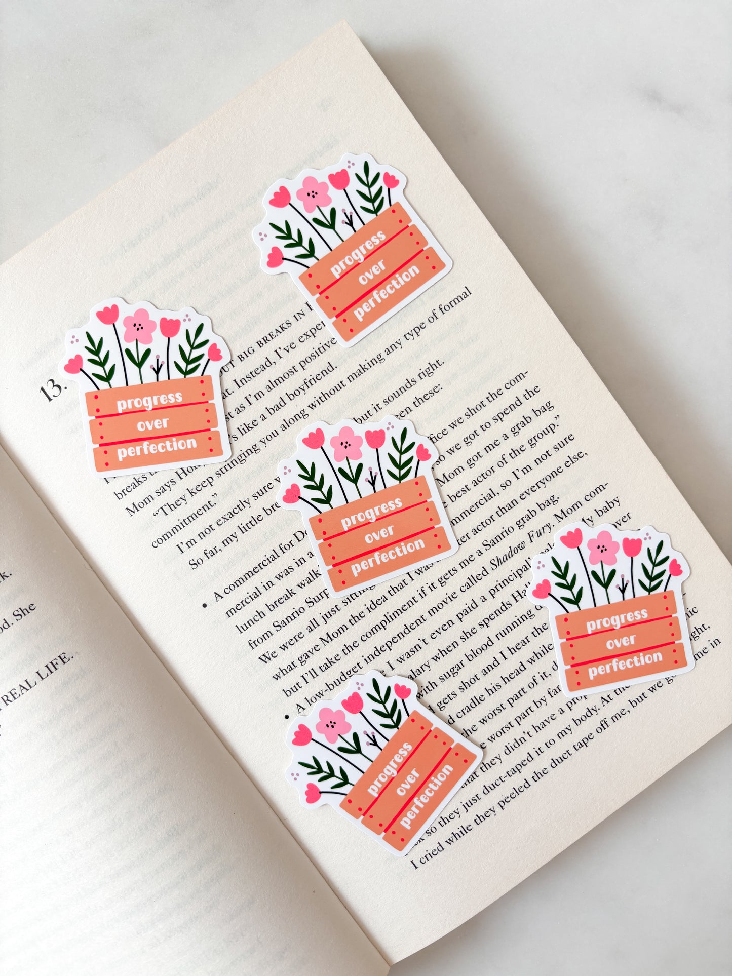 Progress Over Perfection Flowers Sticker