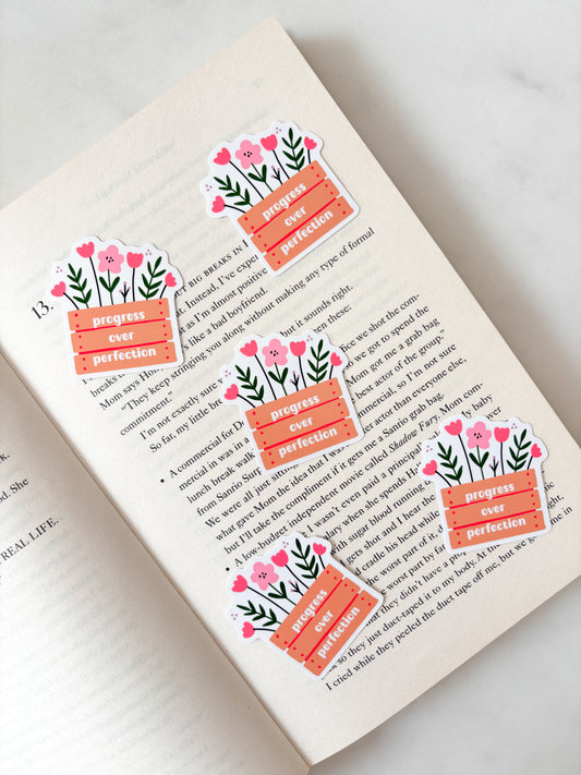 Progress Over Perfection Flowers Sticker