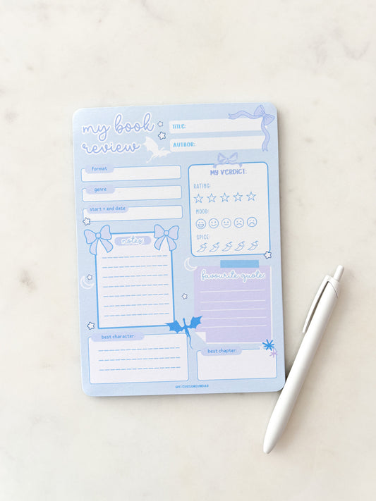 Fantasy Dragons Book Review Notepad | A5 Notepad