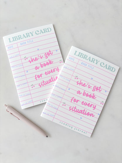Library Card Reading Journal | A5 Book Review Notebook