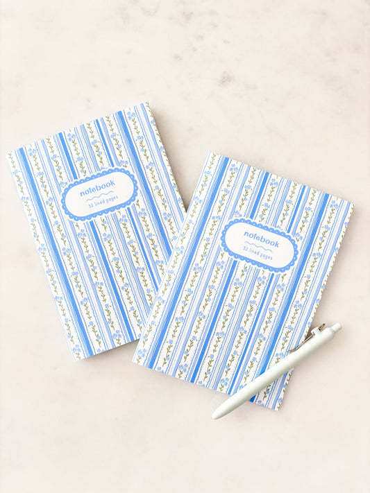 Blue Floral Notebook | A5 Lined Composition Book