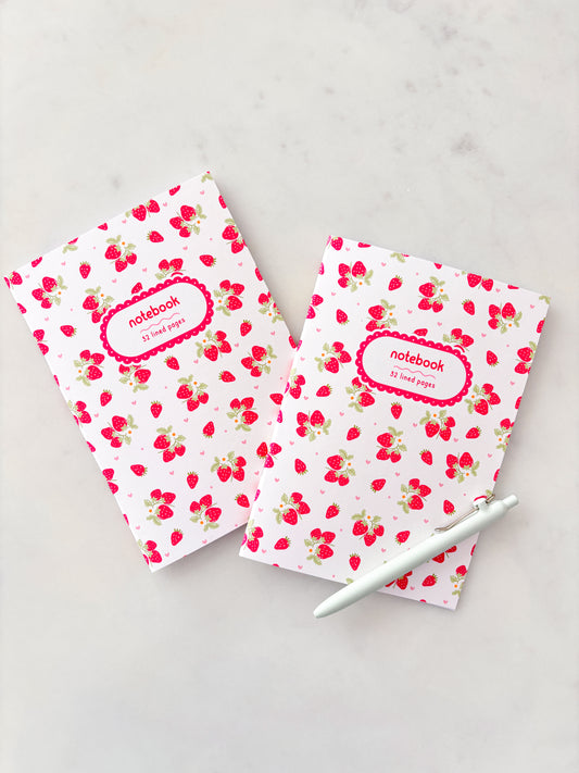 Strawberries Notebook | A5 Lined Composition Book