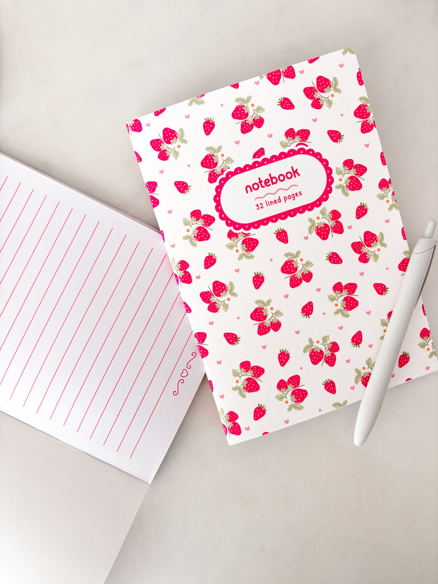 Strawberries Notebook | A5 Lined Composition Book