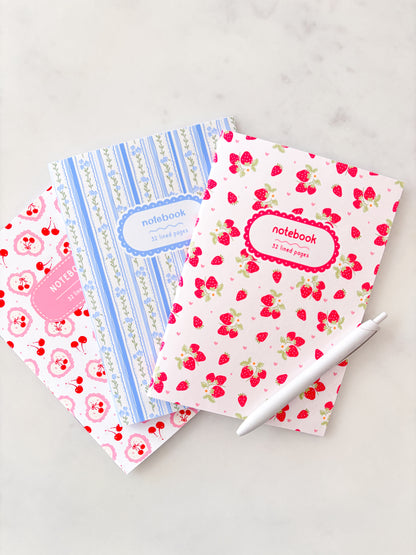 Strawberries Notebook | A5 Lined Composition Book