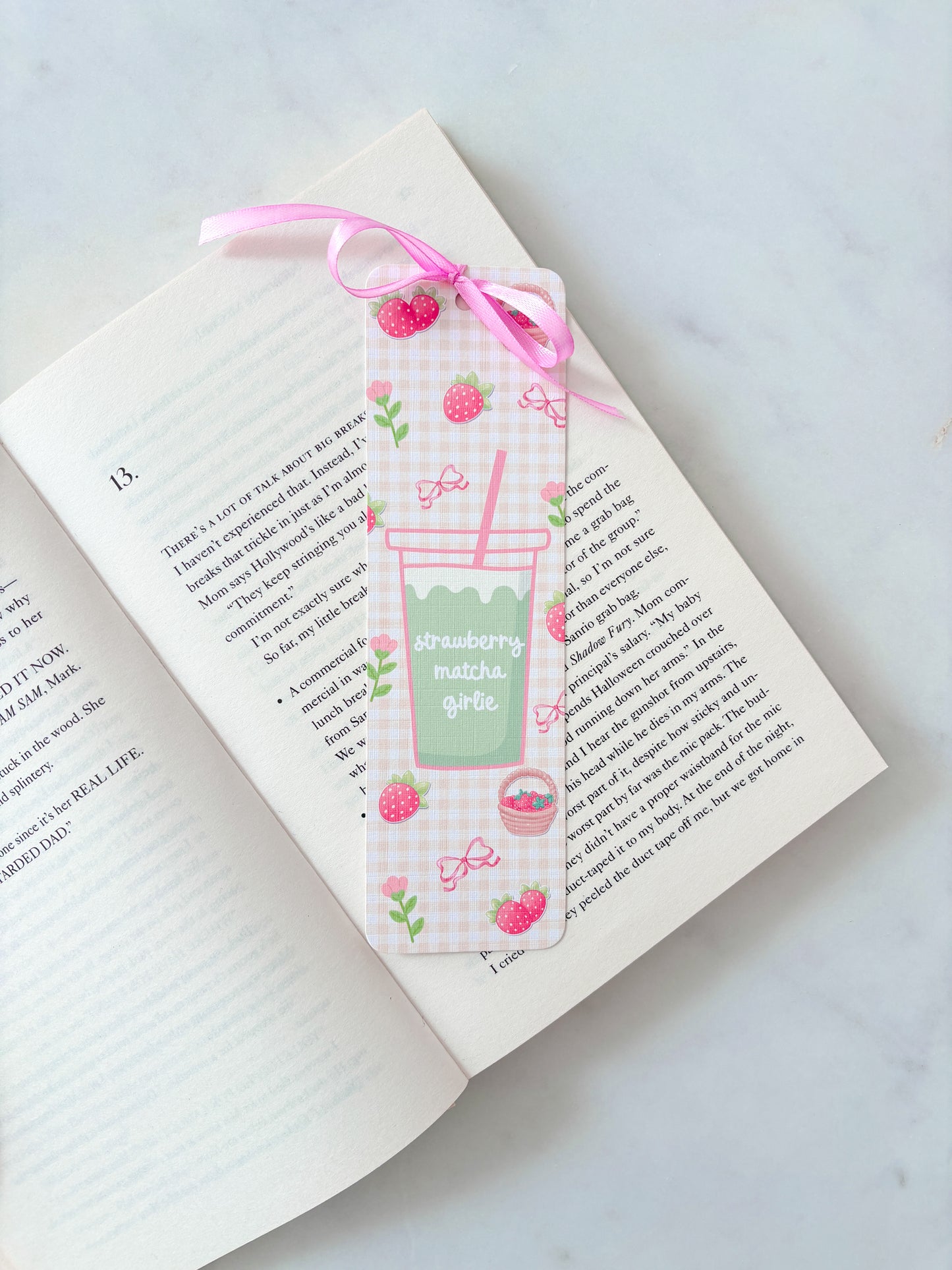 Strawberry Matcha Girlie Bookmark
