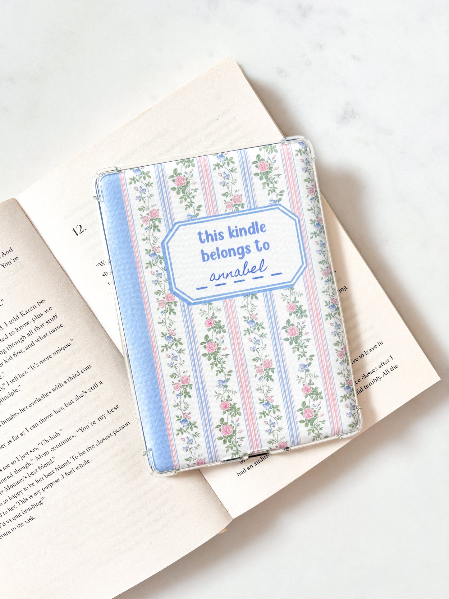 Blue Personalised Name Kindle Insert | Vintage Blue Florals