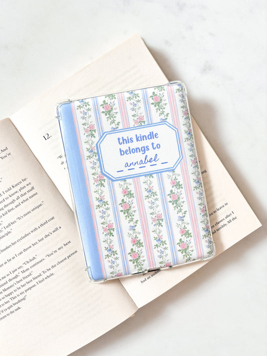Blue Personalised Name Kindle Insert | Vintage Blue Florals