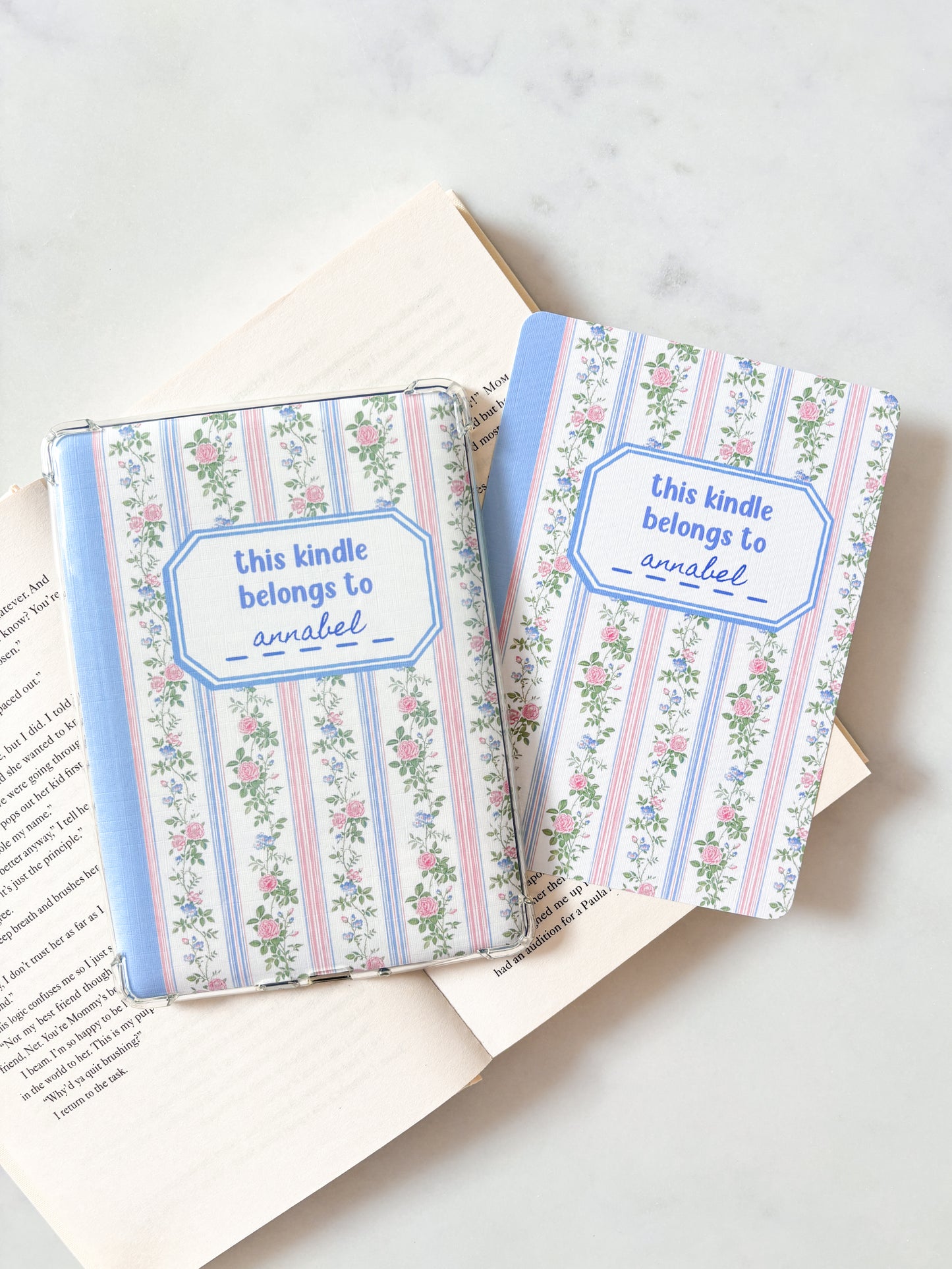 Blue Personalised Name Kindle Insert | Vintage Blue Florals